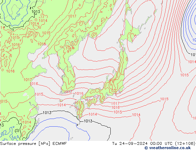 приземное давление ECMWF вт 24.09.2024 00 UTC