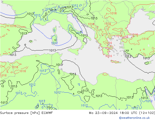 приземное давление ECMWF пн 23.09.2024 18 UTC