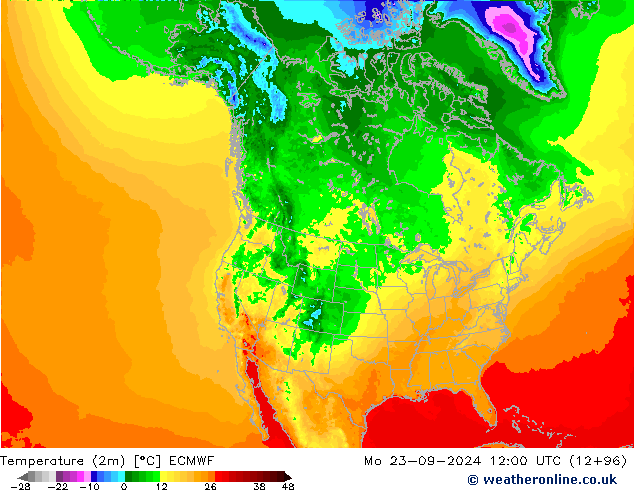 Temperature (2m) ECMWF Po 23.09.2024 12 UTC