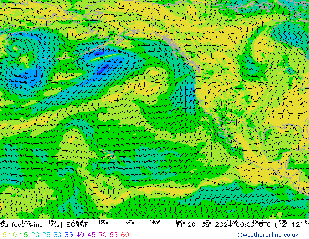 Wind 10 m ECMWF vr 20.09.2024 00 UTC