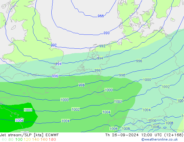 Polarjet/Bodendruck ECMWF Do 26.09.2024 12 UTC