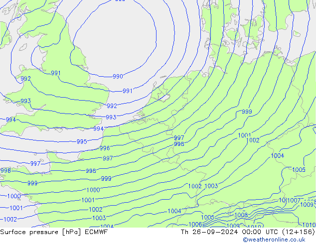 Surface pressure ECMWF Th 26.09.2024 00 UTC