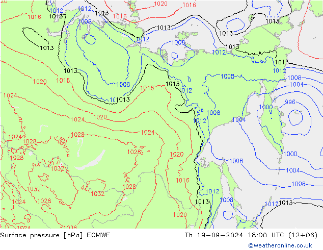 Atmosférický tlak ECMWF Čt 19.09.2024 18 UTC