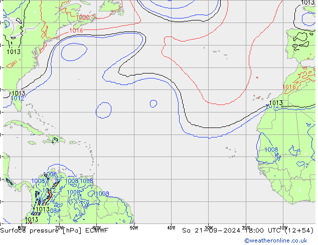 приземное давление ECMWF сб 21.09.2024 18 UTC