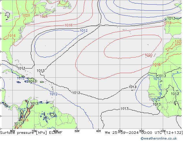 Pressione al suolo ECMWF mer 25.09.2024 00 UTC