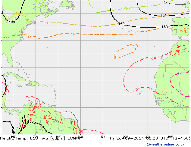 Height/Temp. 850 hPa ECMWF Čt 26.09.2024 00 UTC