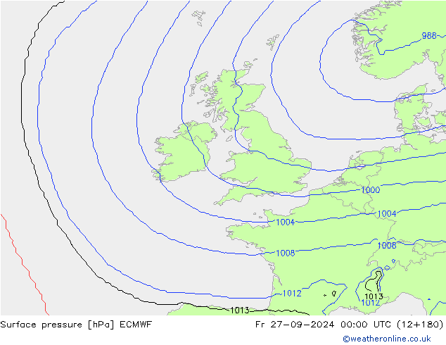 pression de l'air ECMWF ven 27.09.2024 00 UTC