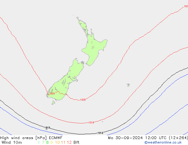 High wind areas ECMWF Mo 30.09.2024 12 UTC