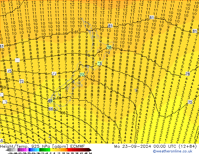 Geop./Temp. 925 hPa ECMWF lun 23.09.2024 00 UTC