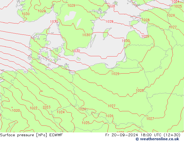 pressão do solo ECMWF Sex 20.09.2024 18 UTC