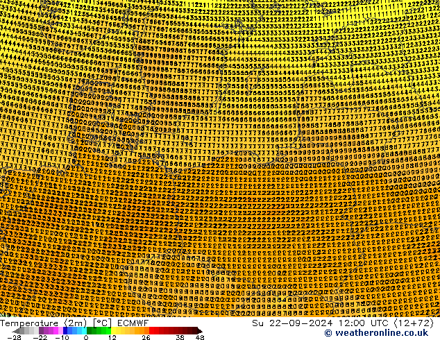 Temperature (2m) ECMWF Su 22.09.2024 12 UTC