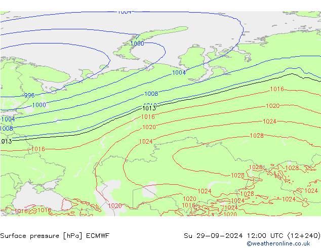 Yer basıncı ECMWF Paz 29.09.2024 12 UTC