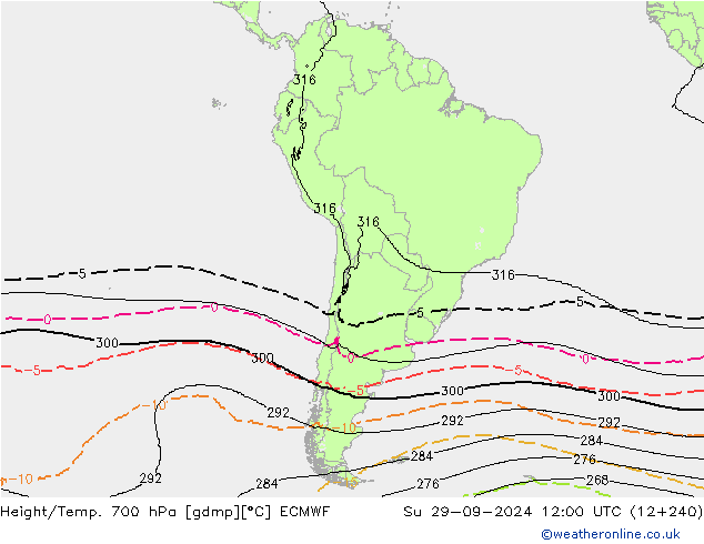 Height/Temp. 700 hPa ECMWF Su 29.09.2024 12 UTC