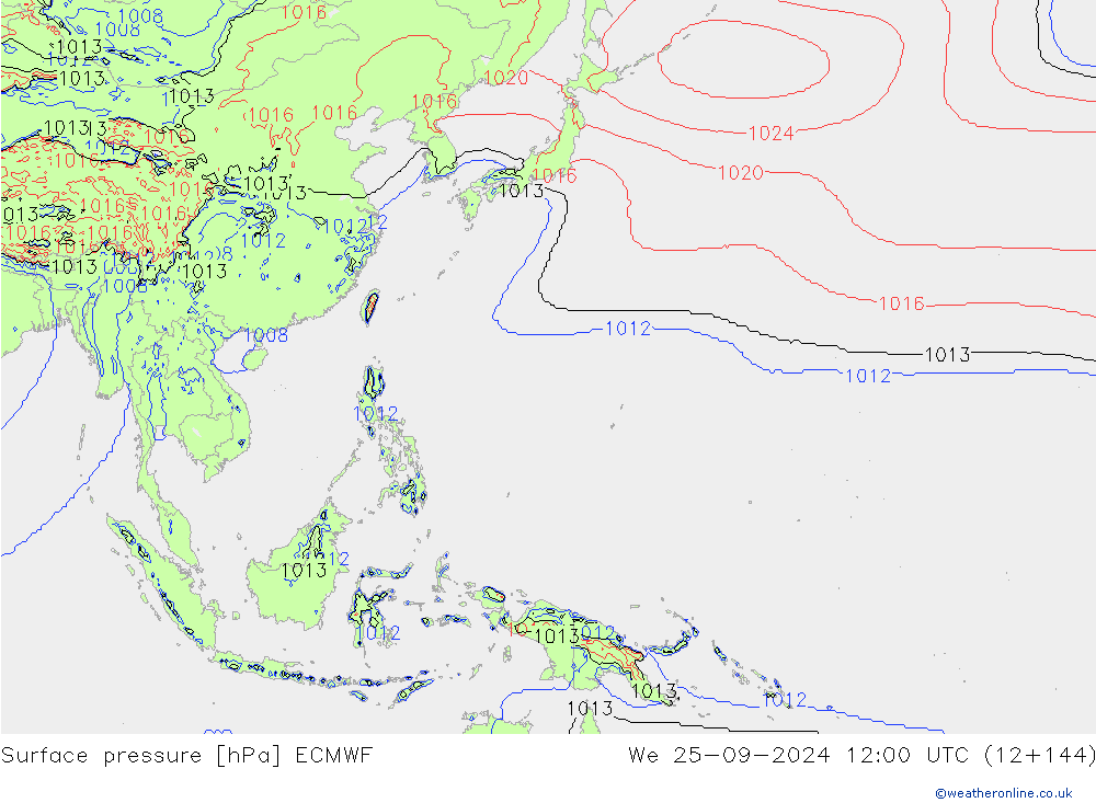 Luchtdruk (Grond) ECMWF wo 25.09.2024 12 UTC