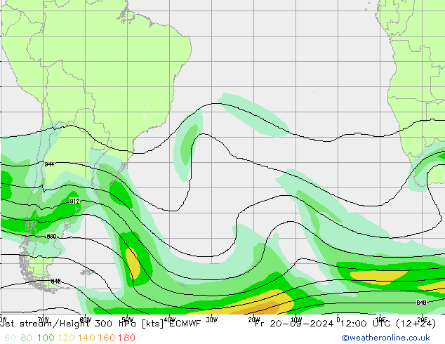 Jet stream/Height 300 hPa ECMWF Fr 20.09.2024 12 UTC