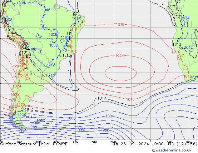 Surface pressure ECMWF Th 26.09.2024 00 UTC