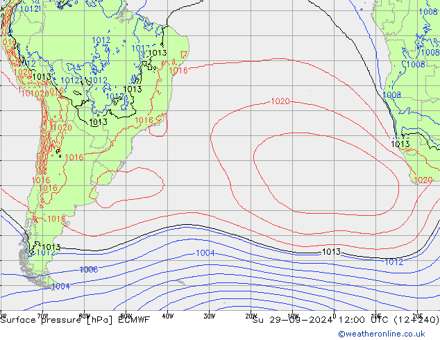 Surface pressure ECMWF Su 29.09.2024 12 UTC