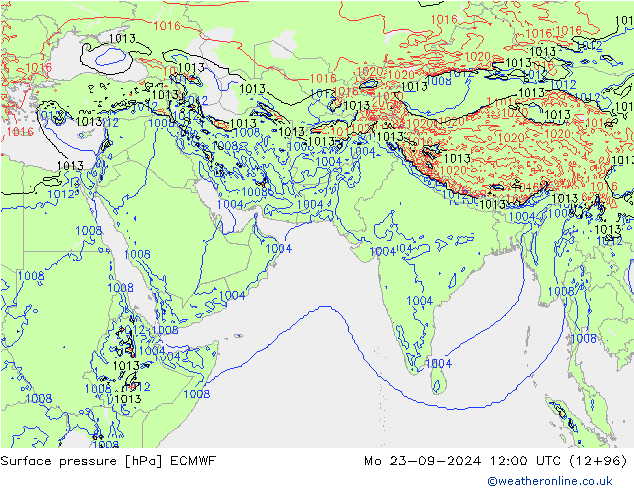 Atmosférický tlak ECMWF Po 23.09.2024 12 UTC