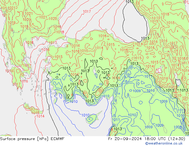 Atmosférický tlak ECMWF Pá 20.09.2024 18 UTC