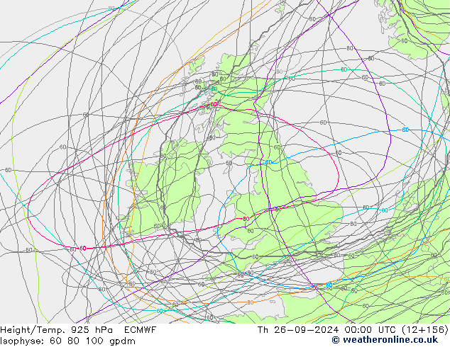 Height/Temp. 925 hPa ECMWF Čt 26.09.2024 00 UTC