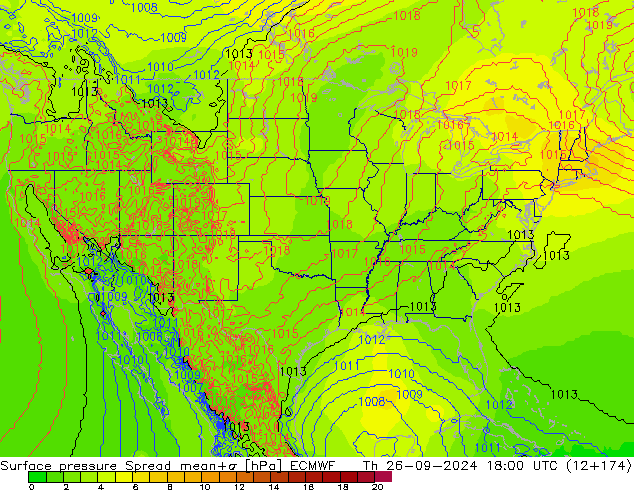 Yer basıncı Spread ECMWF Per 26.09.2024 18 UTC