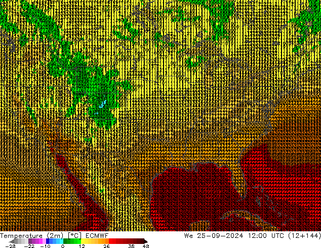 Temperature (2m) ECMWF We 25.09.2024 12 UTC