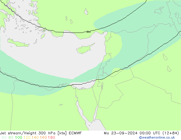 Jet stream/Height 300 hPa ECMWF Mo 23.09.2024 00 UTC