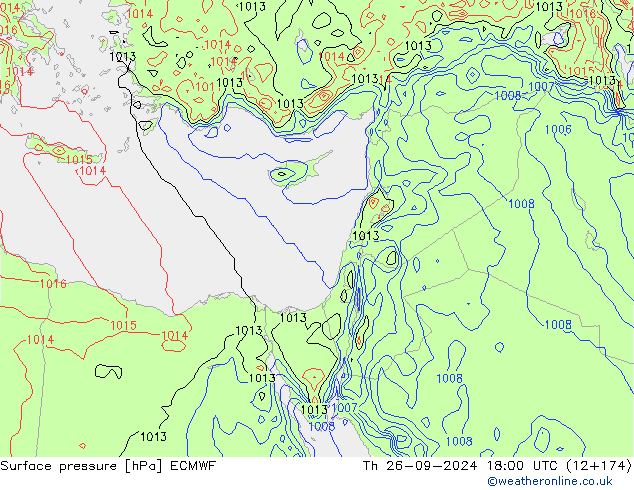 Surface pressure ECMWF Th 26.09.2024 18 UTC