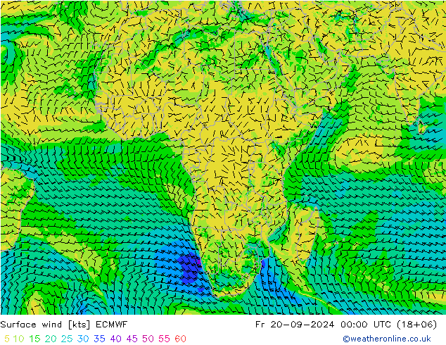 Surface wind ECMWF Fr 20.09.2024 00 UTC