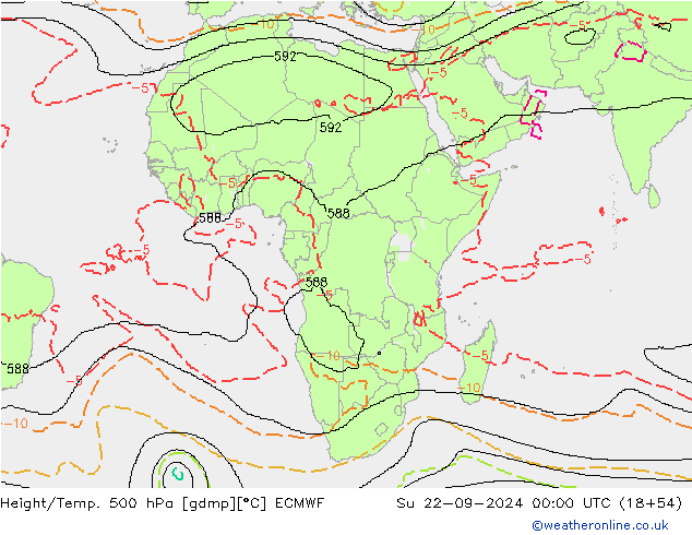 Height/Temp. 500 hPa ECMWF Su 22.09.2024 00 UTC