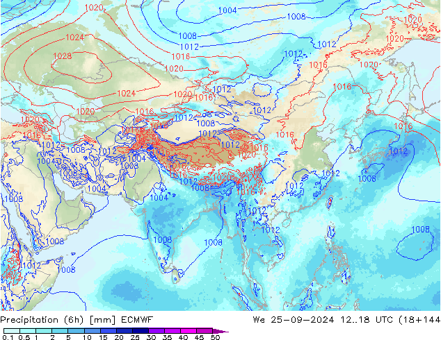 Yağış (6h) ECMWF Çar 25.09.2024 18 UTC