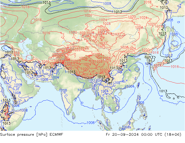 Surface pressure ECMWF Fr 20.09.2024 00 UTC