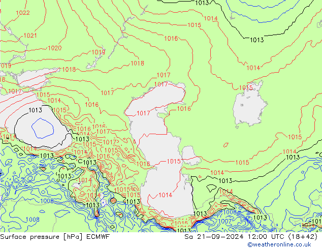 Atmosférický tlak ECMWF So 21.09.2024 12 UTC