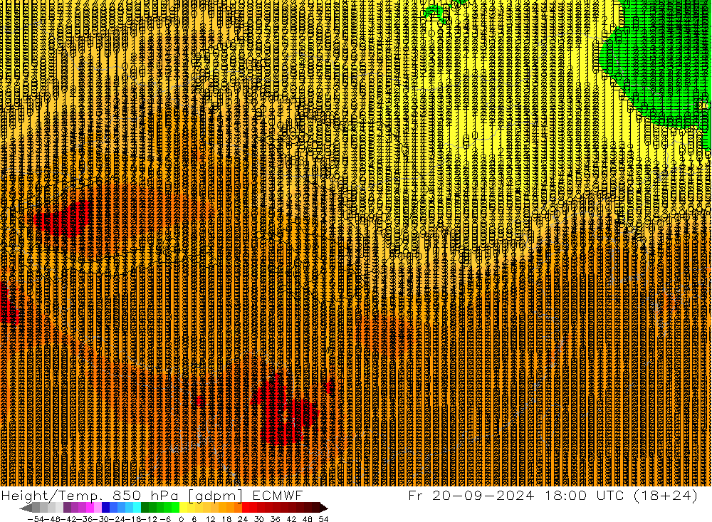 Height/Temp. 850 hPa ECMWF 星期五 20.09.2024 18 UTC