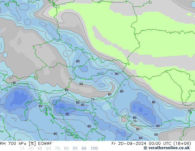 RH 700 hPa ECMWF Fr 20.09.2024 00 UTC