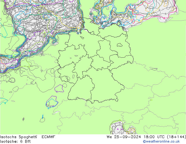 Isotachs Spaghetti ECMWF Qua 25.09.2024 18 UTC