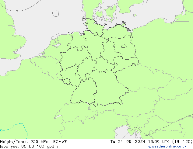 Height/Temp. 925 hPa ECMWF  24.09.2024 18 UTC