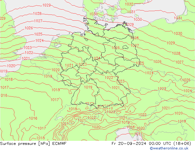 ciśnienie ECMWF pt. 20.09.2024 00 UTC