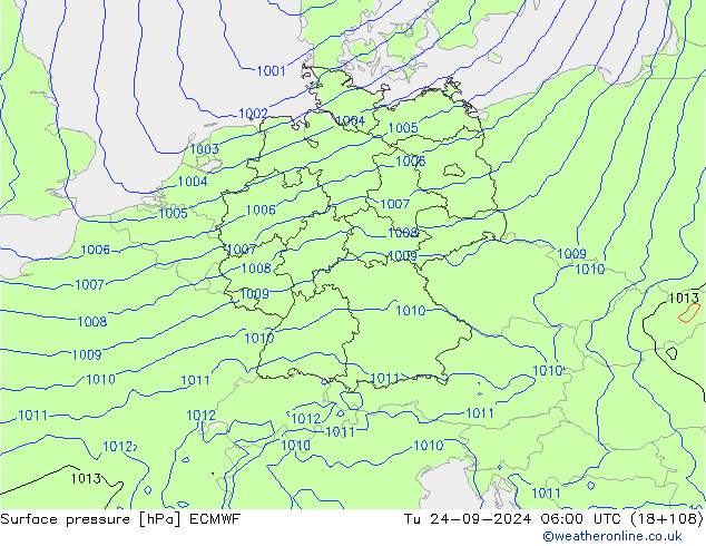 Pressione al suolo ECMWF mar 24.09.2024 06 UTC