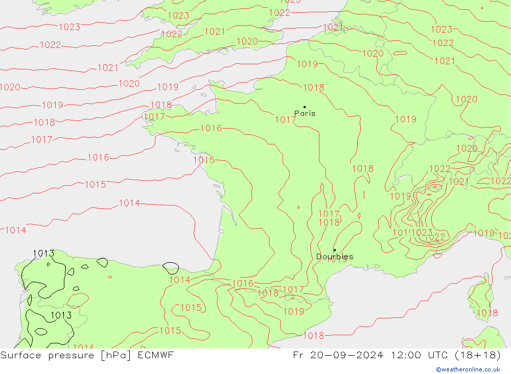 Pressione al suolo ECMWF ven 20.09.2024 12 UTC