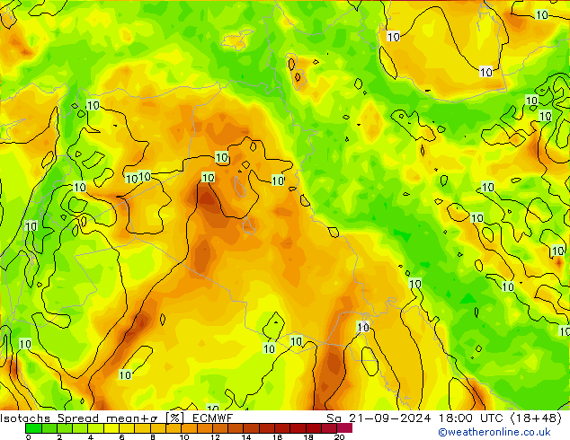 Isotachs Spread ECMWF  21.09.2024 18 UTC