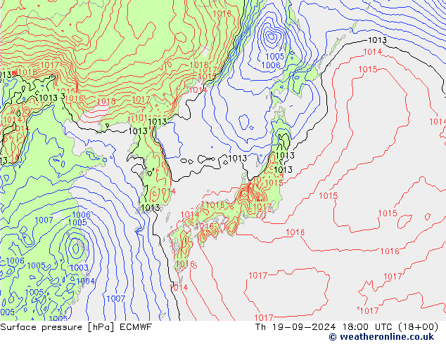 Surface pressure ECMWF Th 19.09.2024 18 UTC