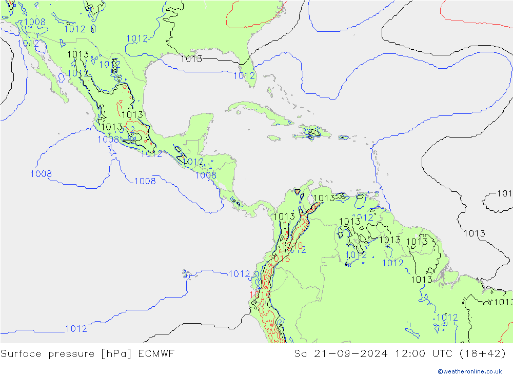 приземное давление ECMWF сб 21.09.2024 12 UTC