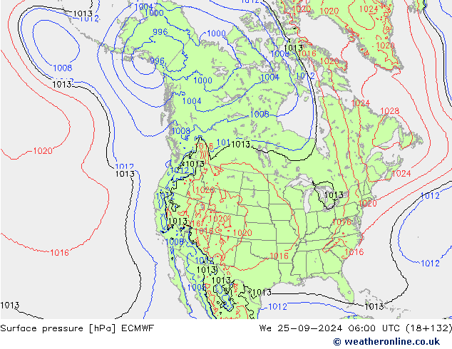 Pressione al suolo ECMWF mer 25.09.2024 06 UTC