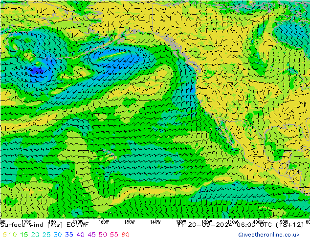 ветер 10 m ECMWF пт 20.09.2024 06 UTC