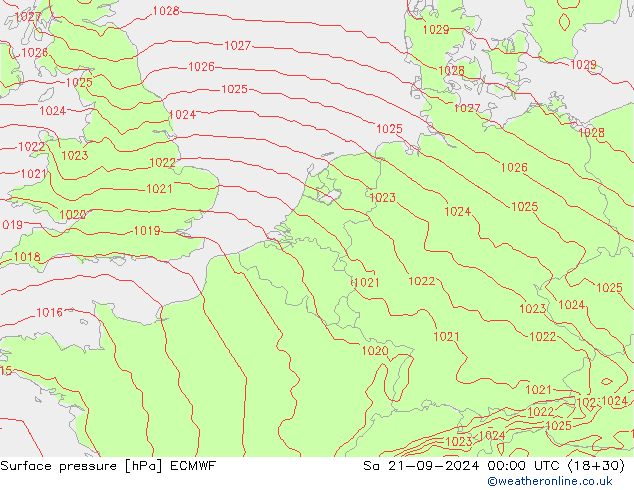 Surface pressure ECMWF Sa 21.09.2024 00 UTC