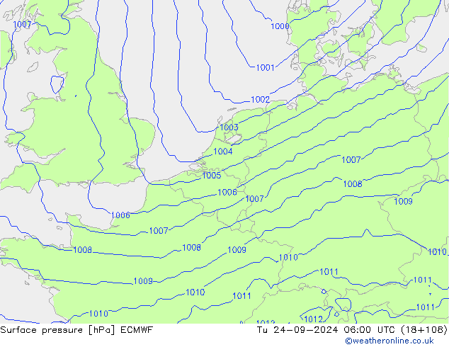 приземное давление ECMWF вт 24.09.2024 06 UTC