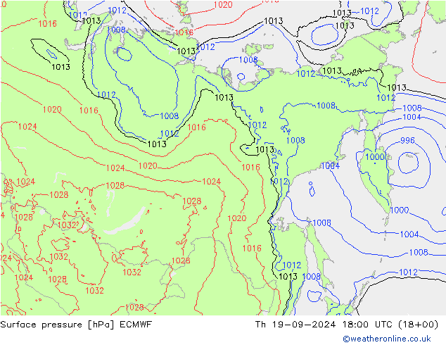 ciśnienie ECMWF czw. 19.09.2024 18 UTC