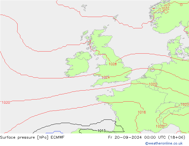 Surface pressure ECMWF Fr 20.09.2024 00 UTC