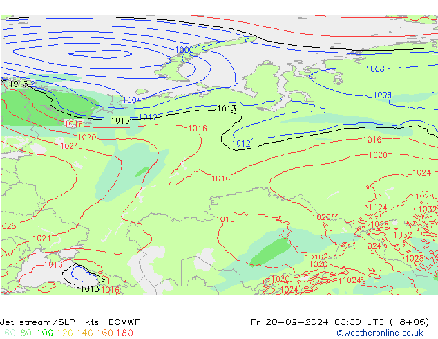 Jet stream/SLP ECMWF Fr 20.09.2024 00 UTC